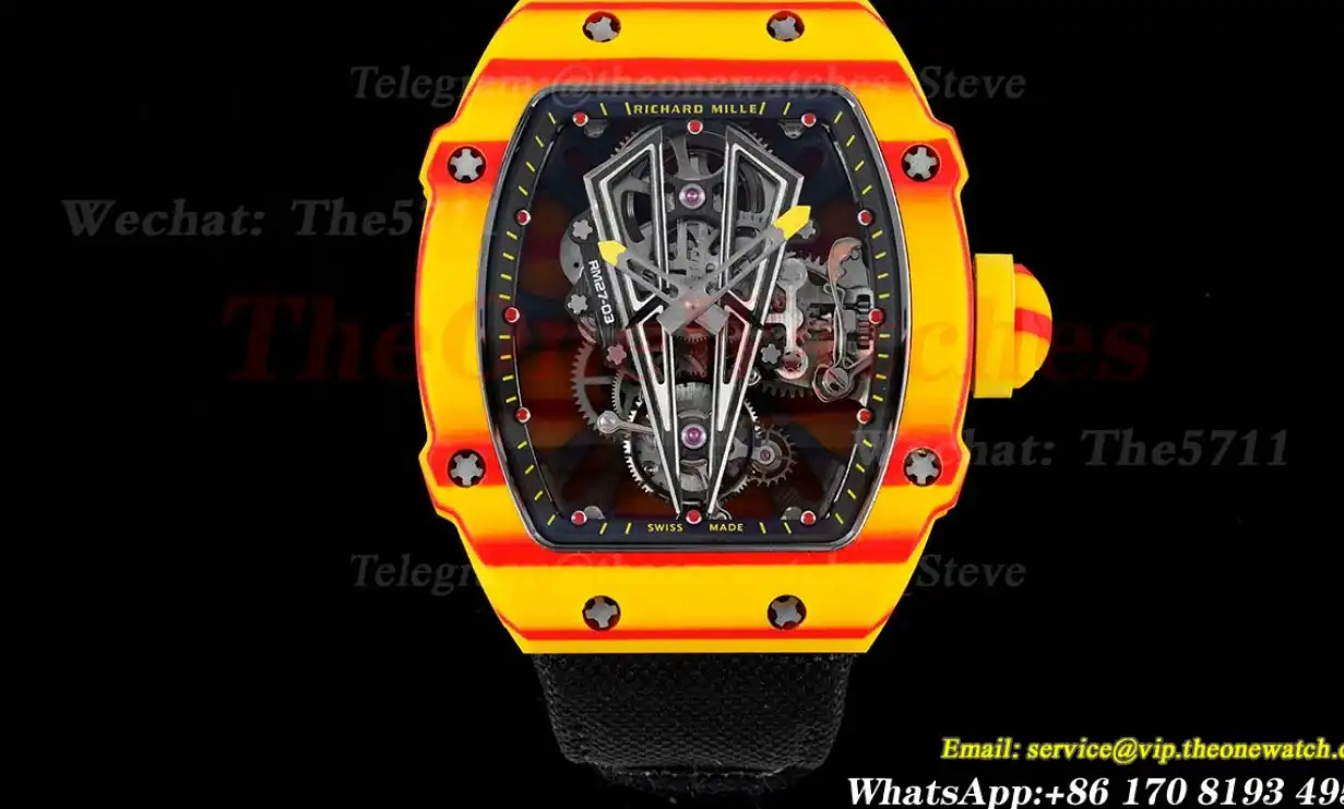 RM027-03 Rafael Nadal Carbon Case On Black Nylon Strap Real Tourbillon RMF