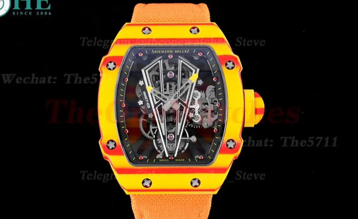 RM027-03 Rafael Nadal Carbon Case On Orange Nylon Strap Real Tourbillon RMF