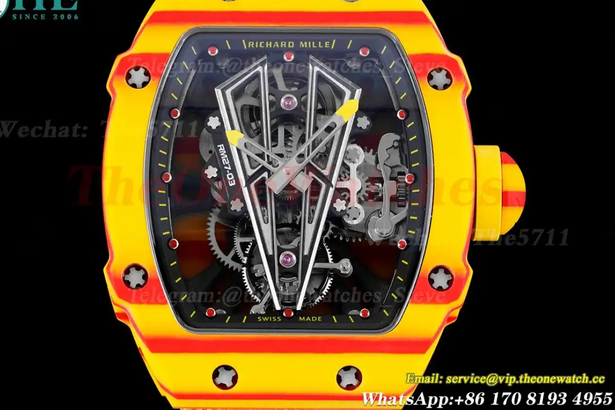 RM027-03 Rafael Nadal Carbon Case On Orange Nylon Strap Real Tourbillon RMF