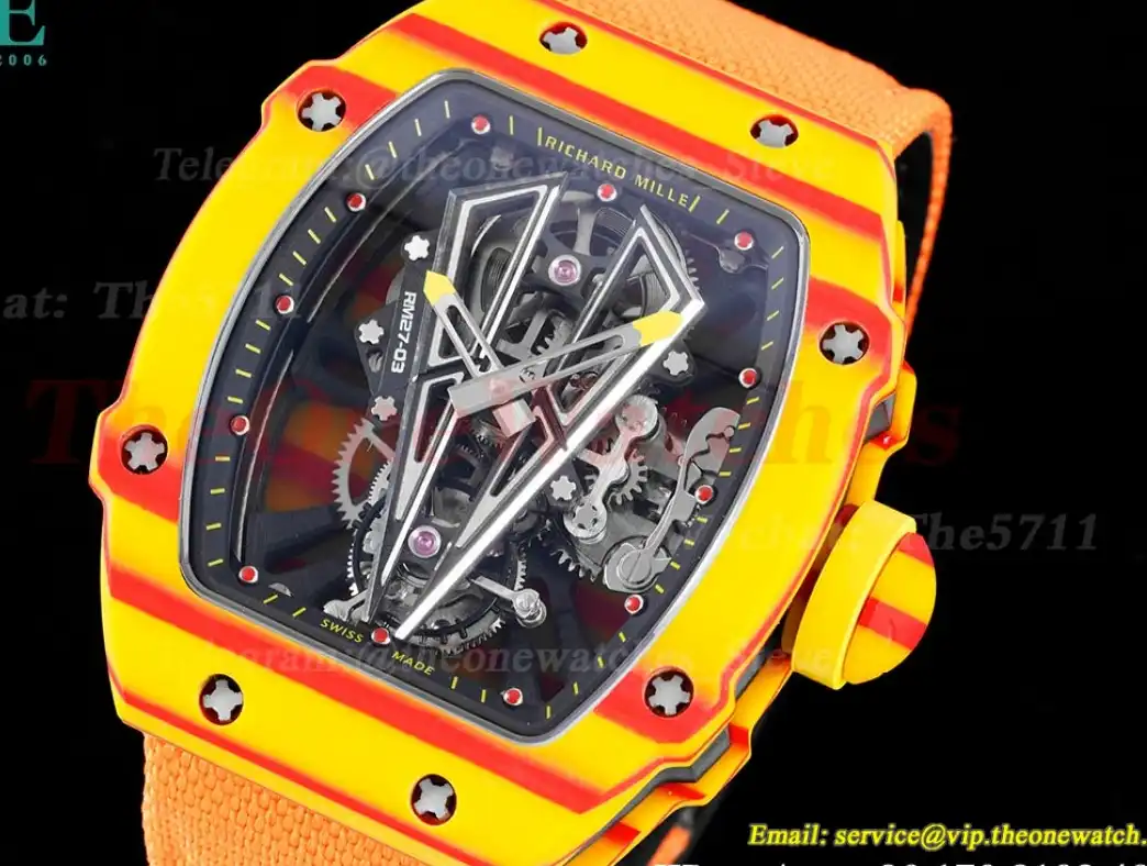 RM027-03 Rafael Nadal Carbon Case On Orange Nylon Strap Real Tourbillon RMF