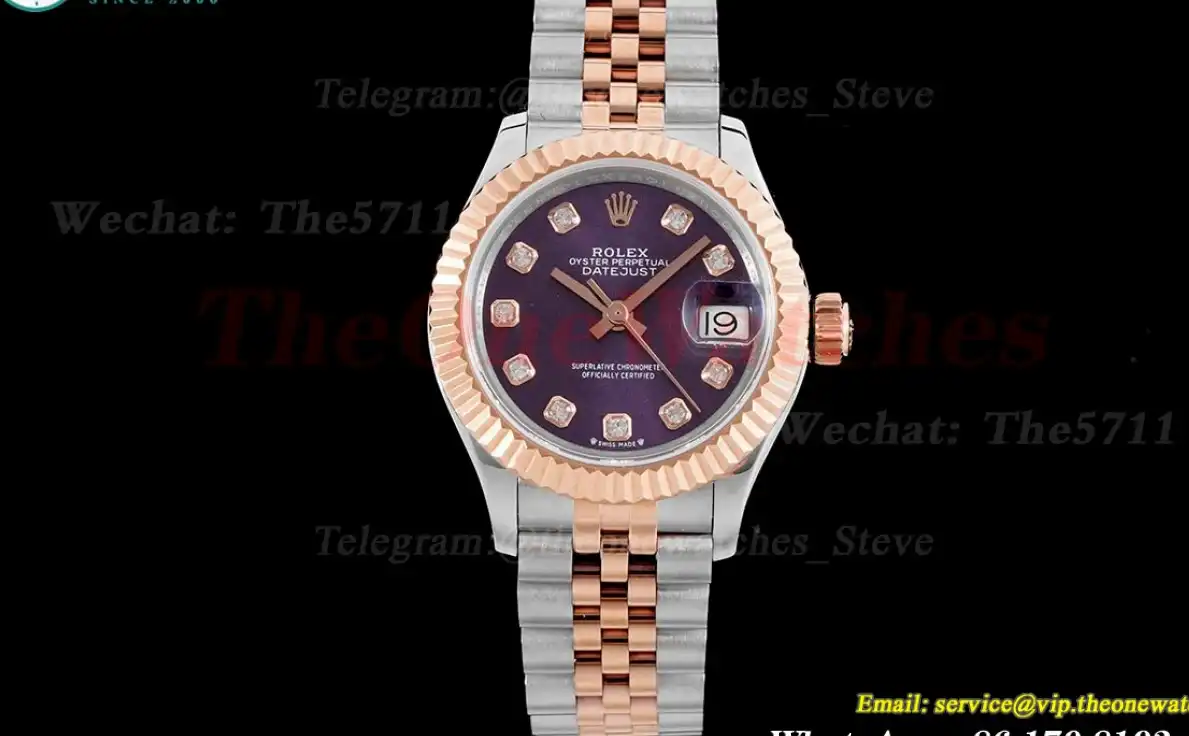 Datejust Ladies 28mm RG SS Purple Dial TWS NH05