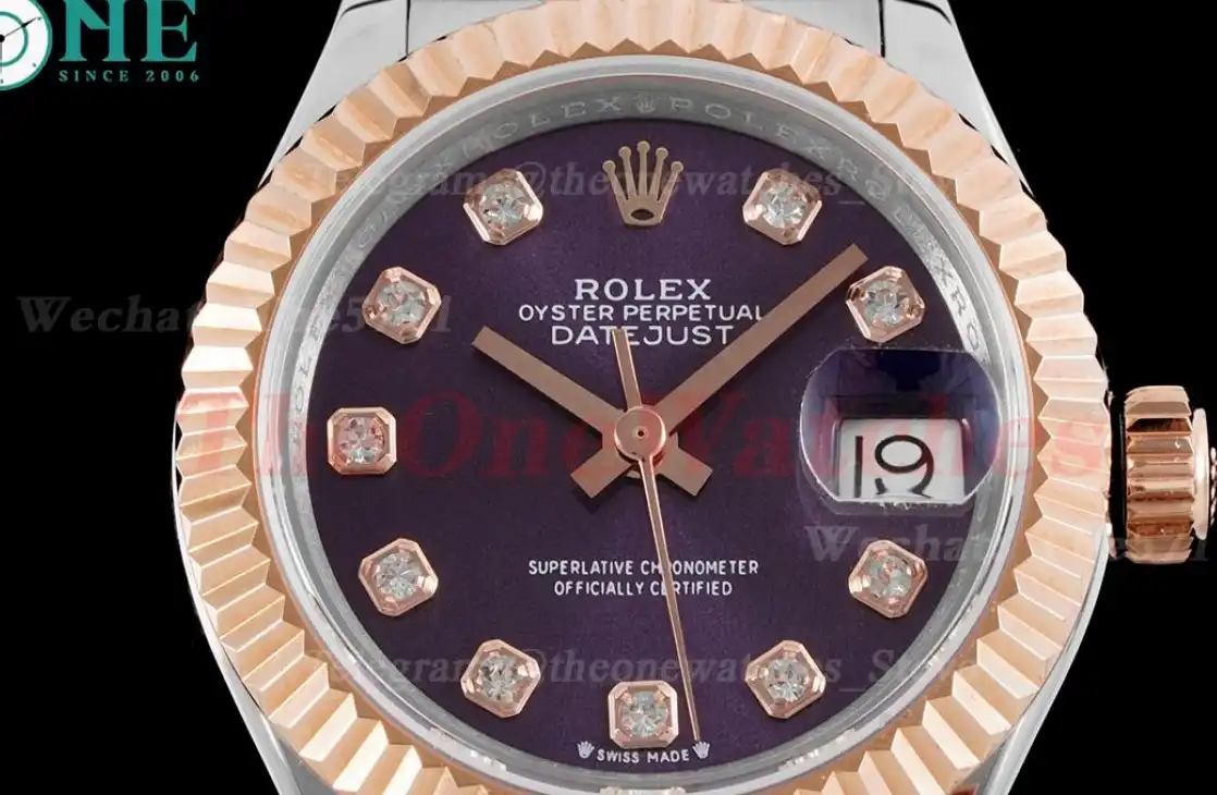 Datejust Ladies 28mm RG SS Purple Dial TWS NH05