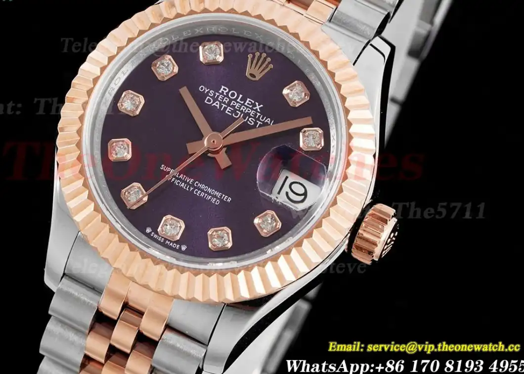 Datejust Ladies 28mm RG SS Purple Dial TWS NH05