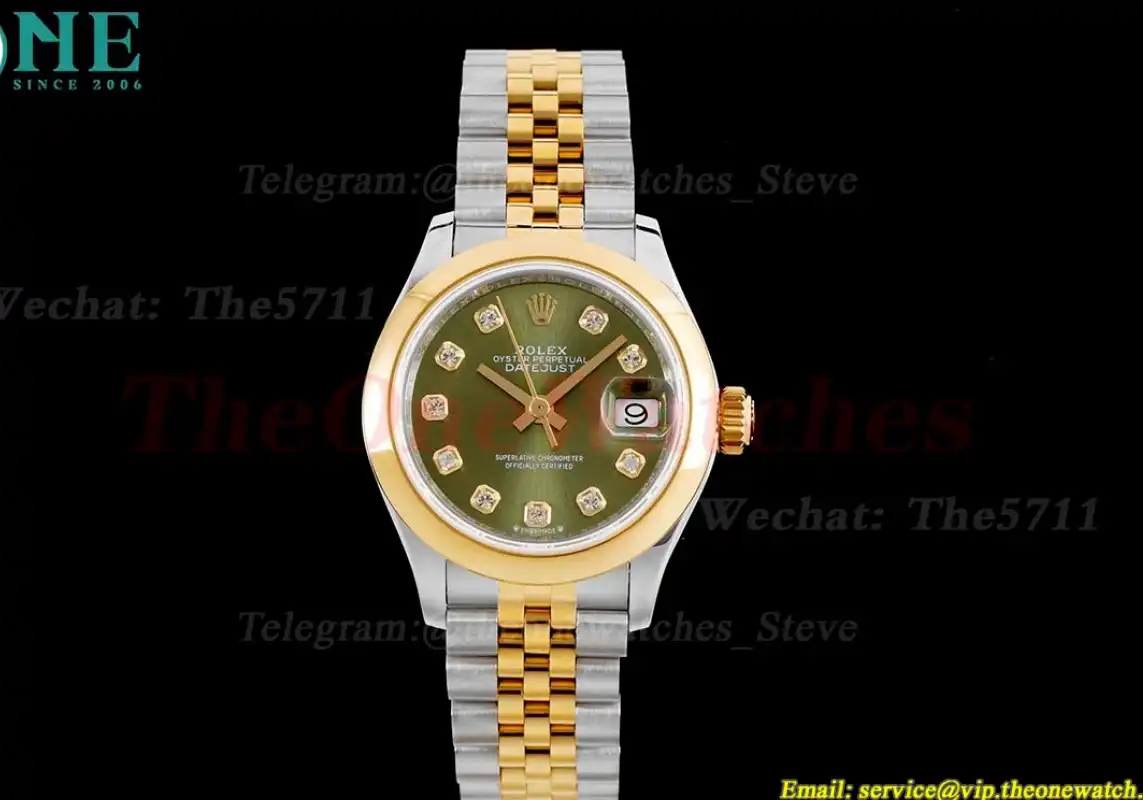 Datejust Ladies 28mm YG SS Green Dia TWS NH05