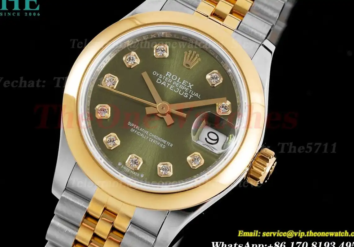 Datejust Ladies 28mm YG SS Green Dia TWS NH05