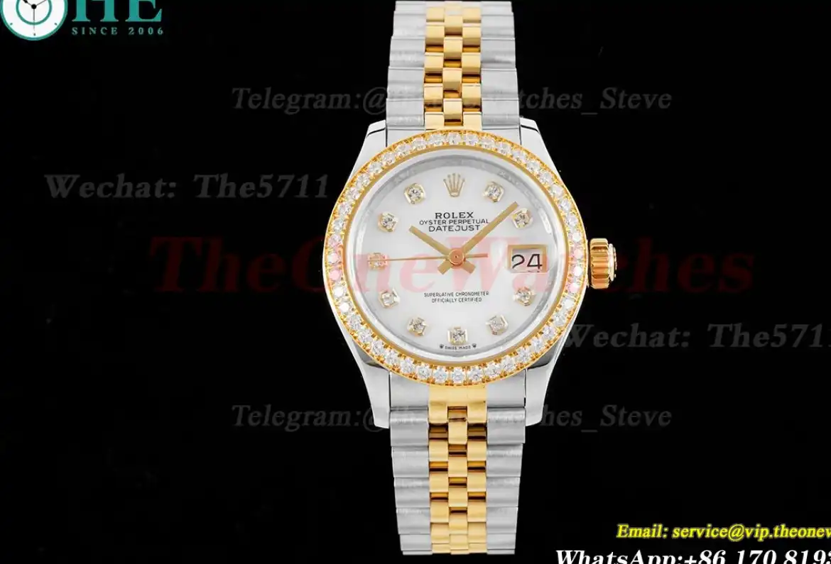 Datejust Ladies 28mm Dia YG SS White Dial TWS NH05