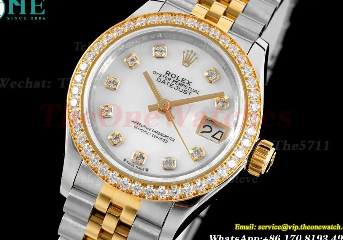 Datejust Ladies 28mm Dia YG SS White Dial TWS NH05