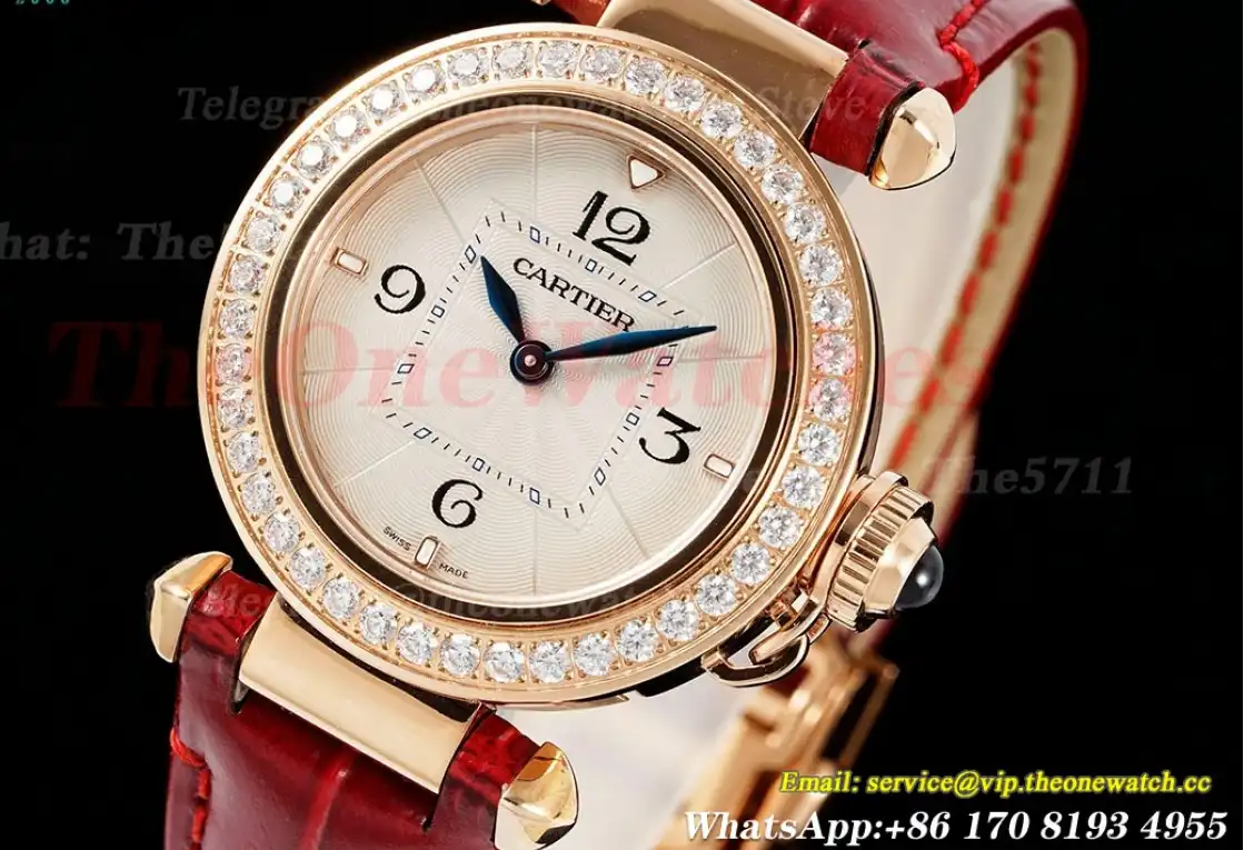 Pasha De Cartier Ladies 30mm Dia Red RG LE White Dial AF Quartz