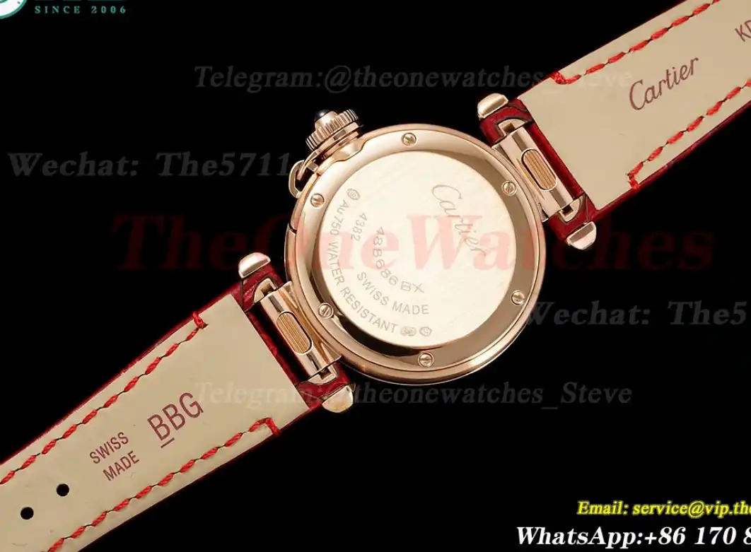 Pasha De Cartier Ladies 30mm Red RG LE White Dial AF Quartz