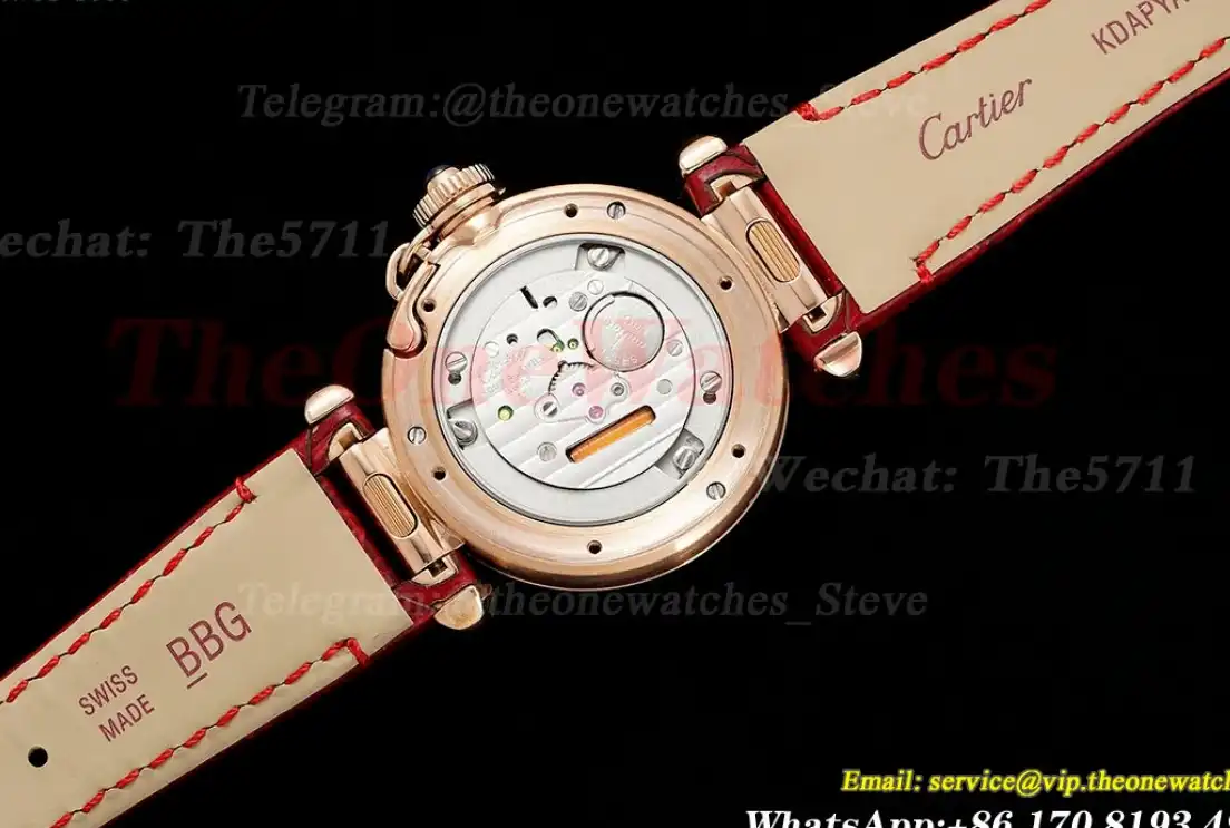 Pasha De Cartier Ladies 30mm Dia Red RG LE White Dial AF Quartz