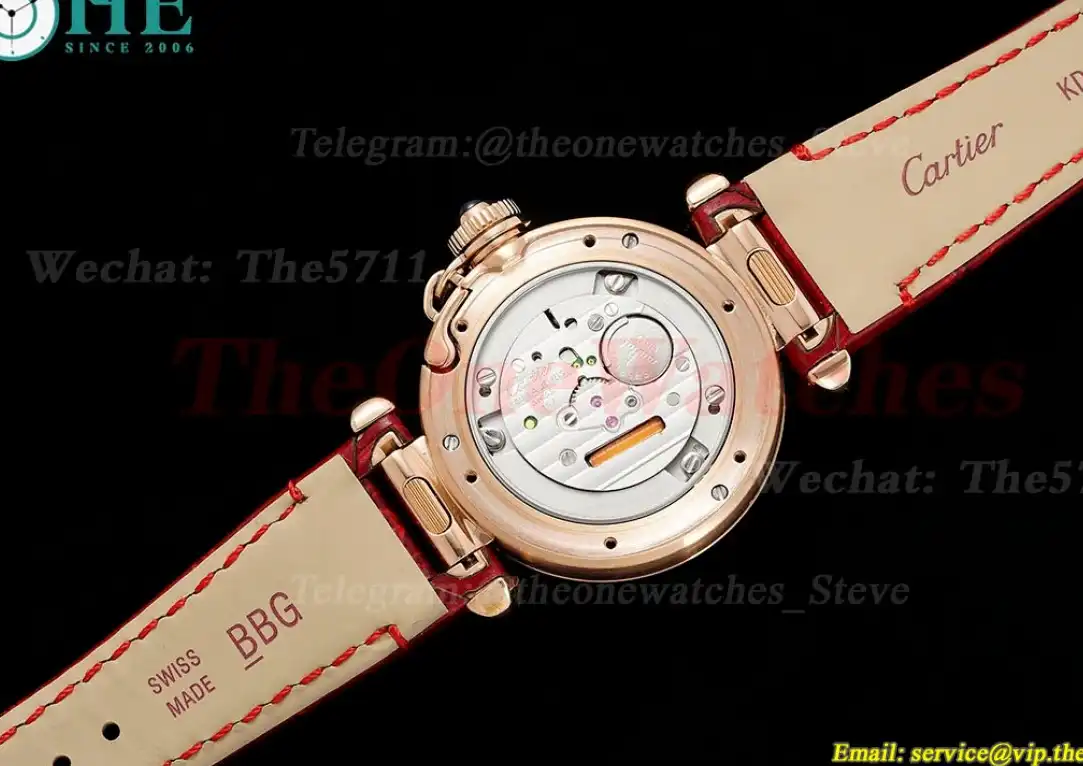 Pasha De Cartier Ladies 30mm Red RG LE White Dial AF Quartz