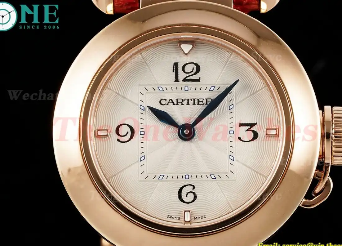 Pasha De Cartier Ladies 30mm Red RG LE White Dial AF Quartz