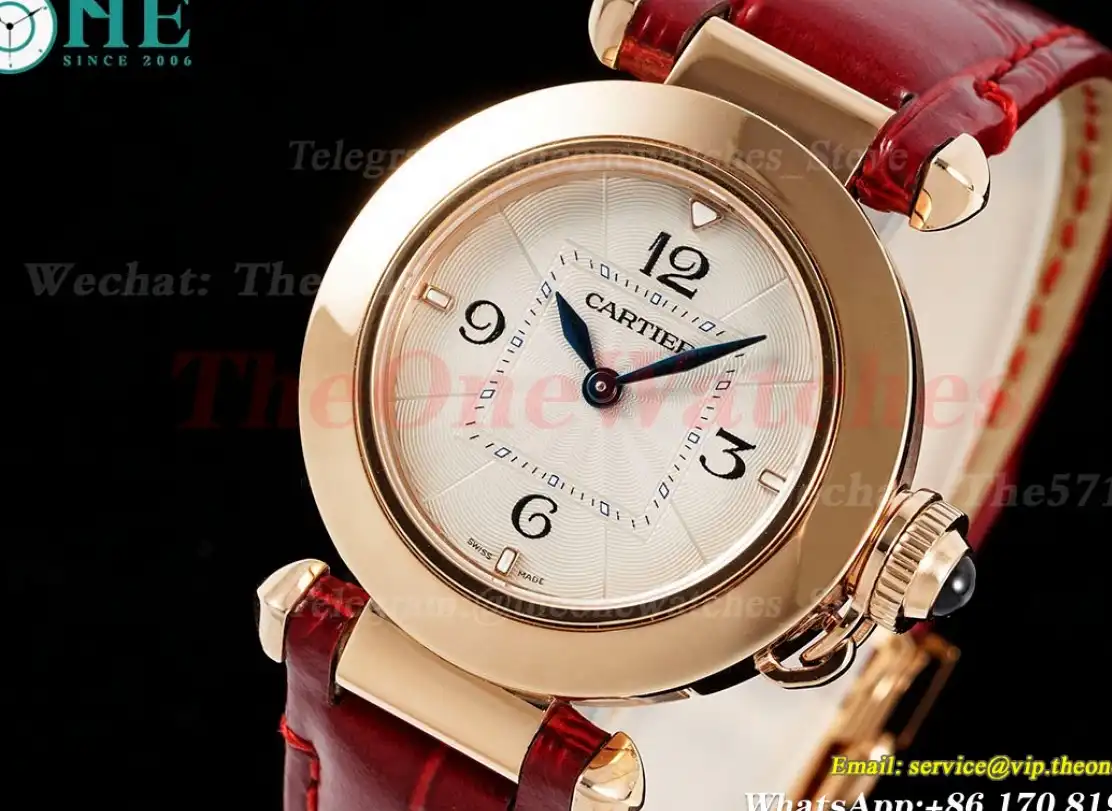 Pasha De Cartier Ladies 30mm Red RG LE White Dial AF Quartz