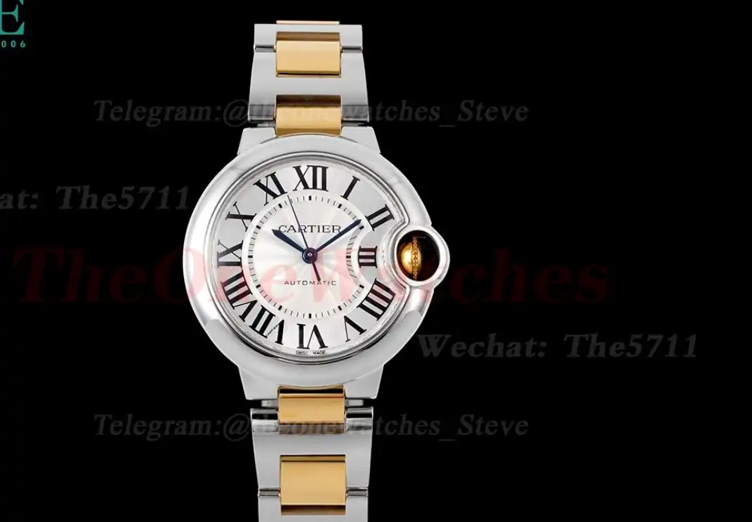 Ballon Bleu De Cartier 33mm YG SS White Rmn AF NH05