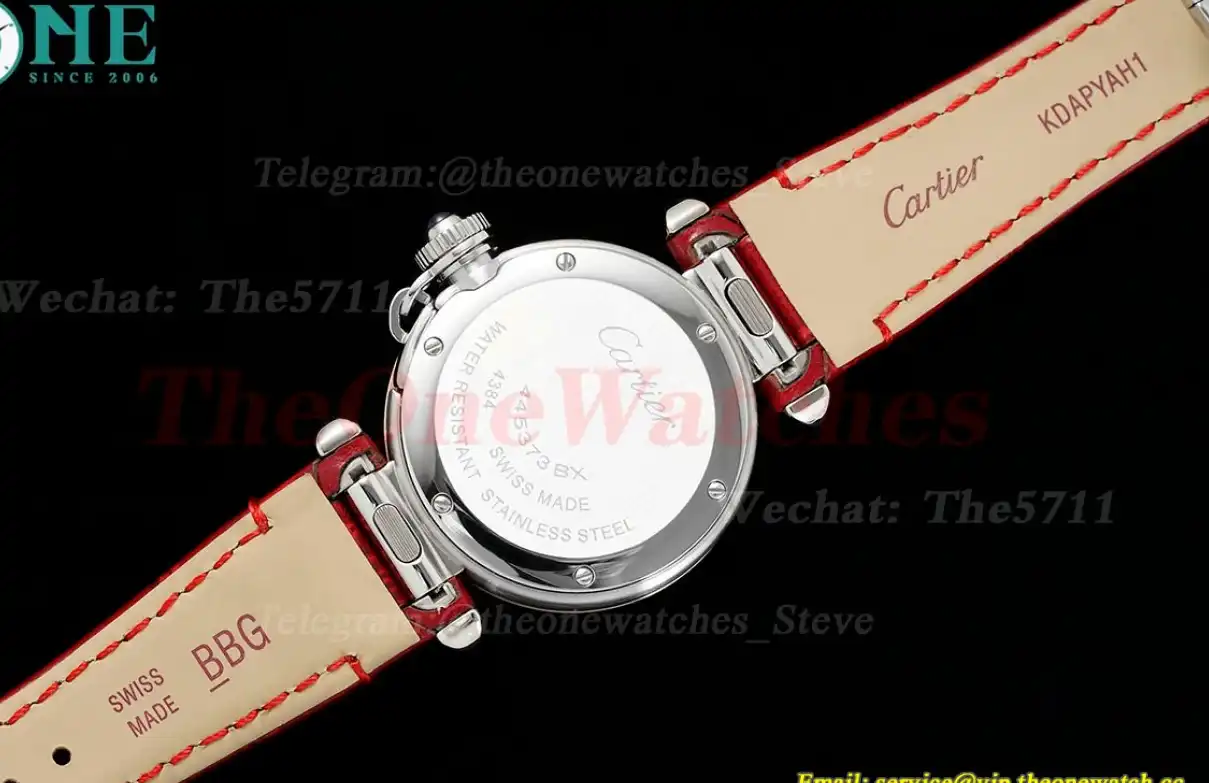 Pasha De Cartier Ladies 30mm Red RG SS LE White Dial AF Quartz