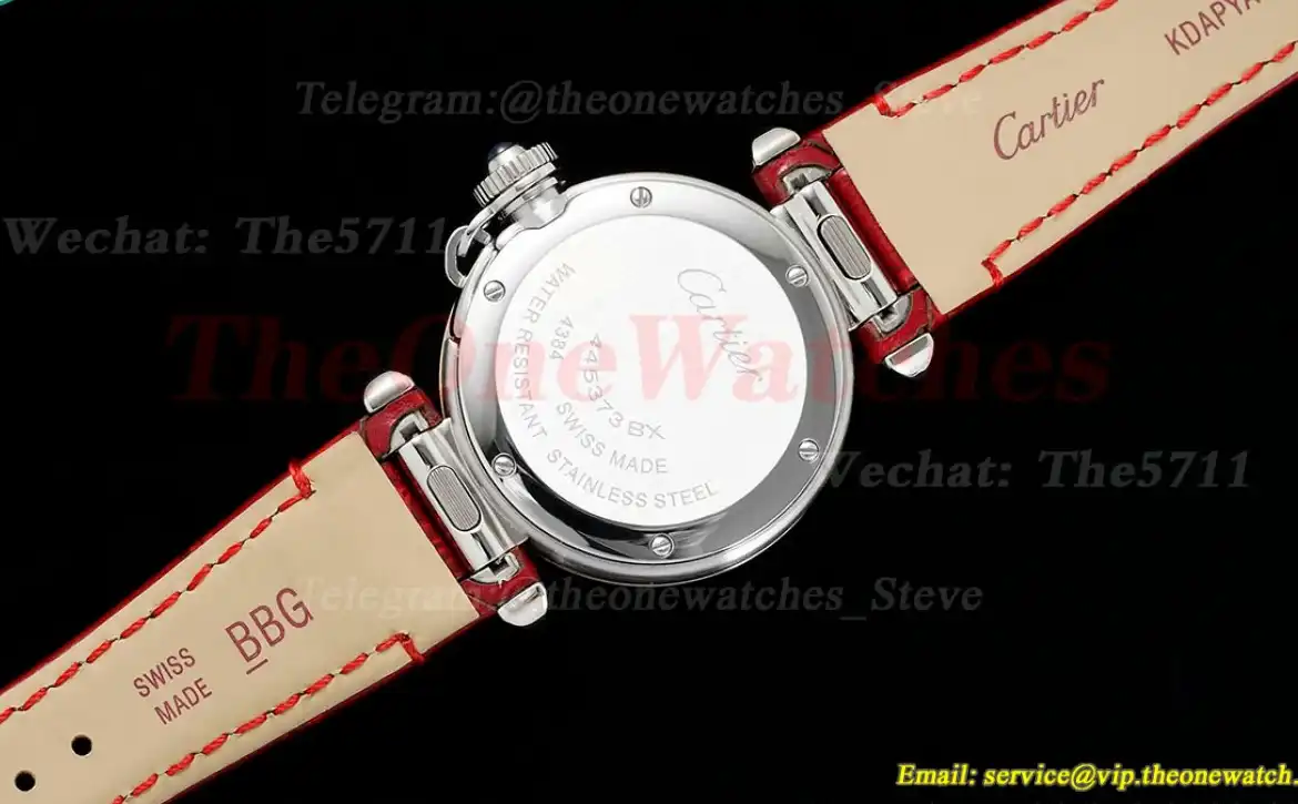 Pasha De Cartier Ladies 30mm Red SS LE White Dial AF Quartz