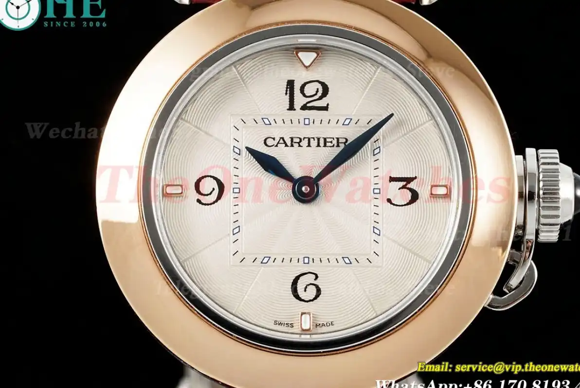 Pasha De Cartier Ladies 30mm Red RG SS LE White Dial AF Quartz