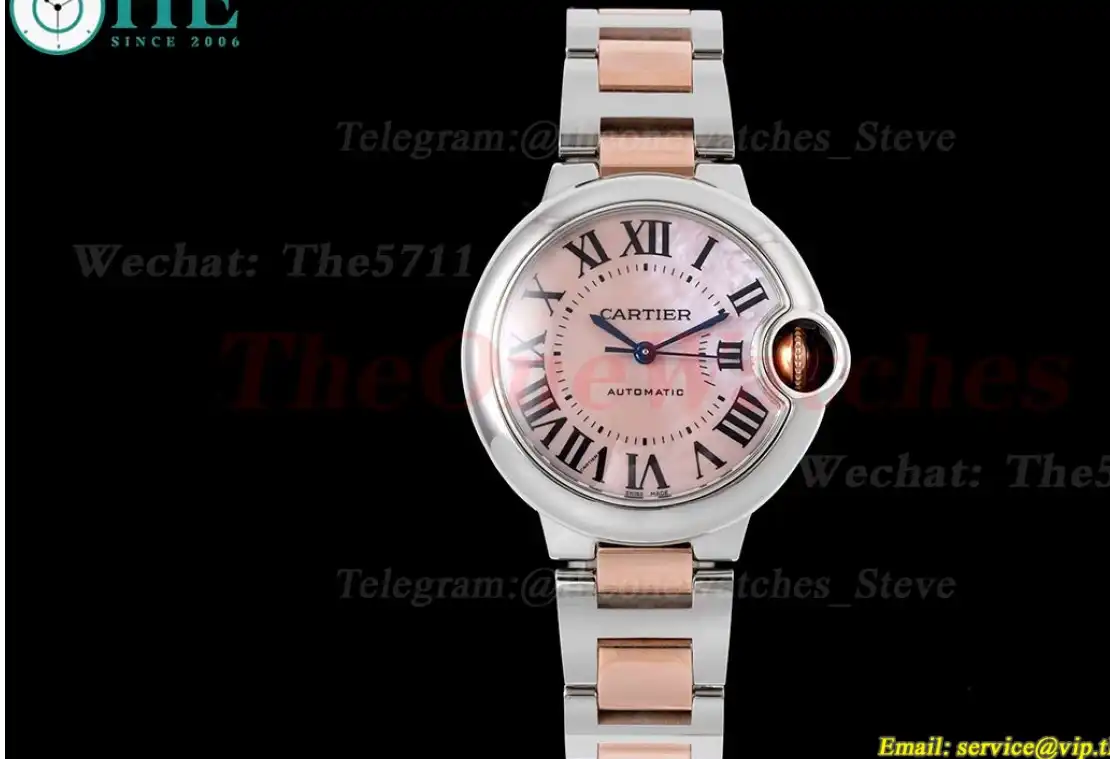 Ballon Bleu De Cartier 33mm RG SS Pink Mop Dial AF NH05