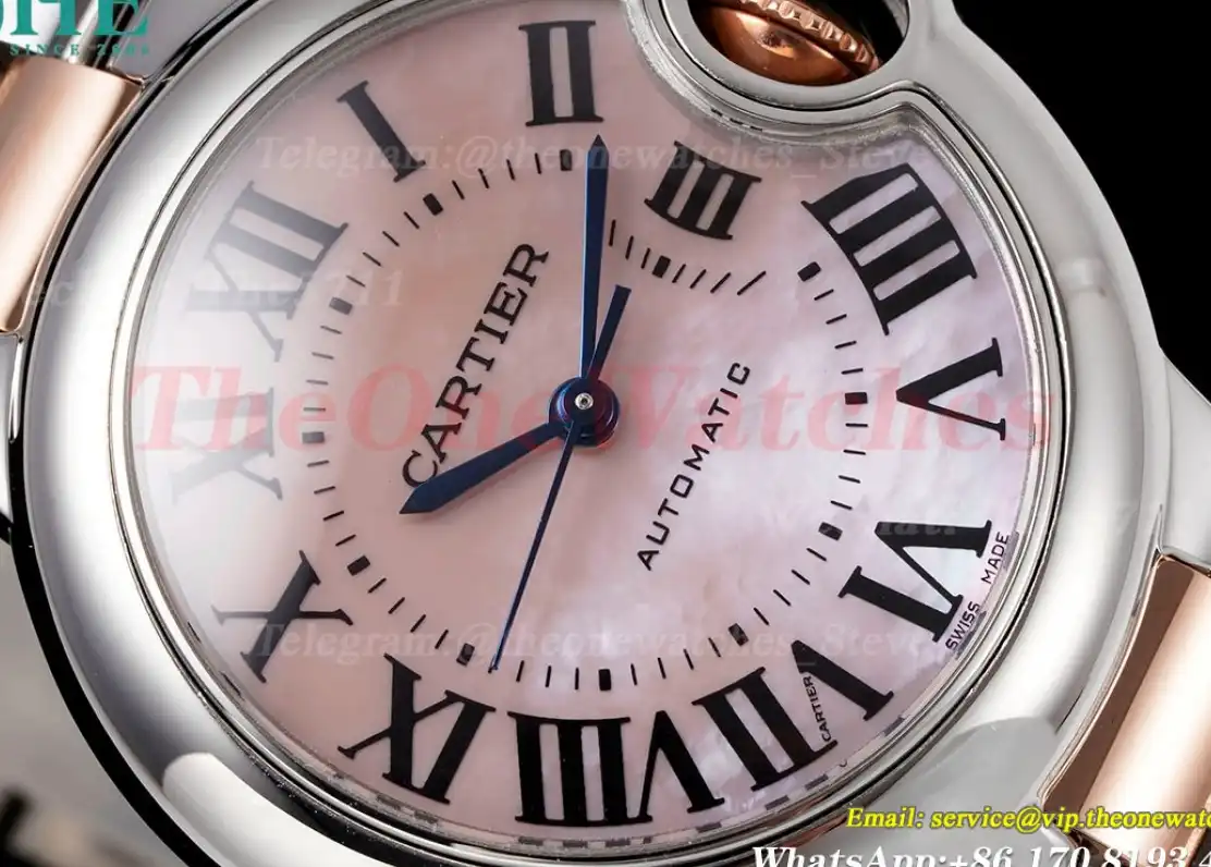 Ballon Bleu De Cartier 33mm RG SS Pink Mop Dial AF NH05