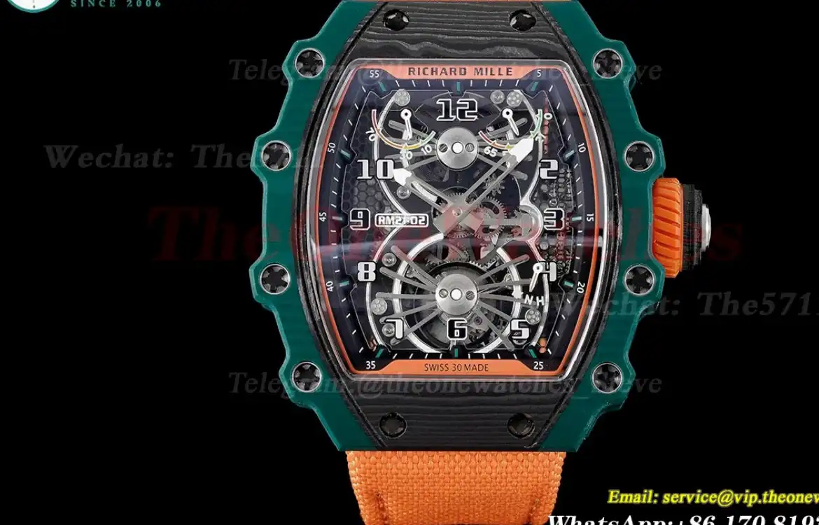 RM21-02 Carbon Case On Orange Nylon Strap RMF Tourbillon