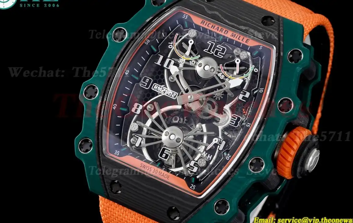 RM21-02 Carbon Case On Orange Nylon Strap RMF Tourbillon