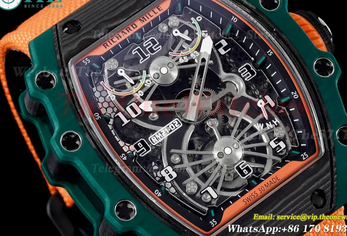 RM21-02 Carbon Case On Orange Nylon Strap RMF Tourbillon