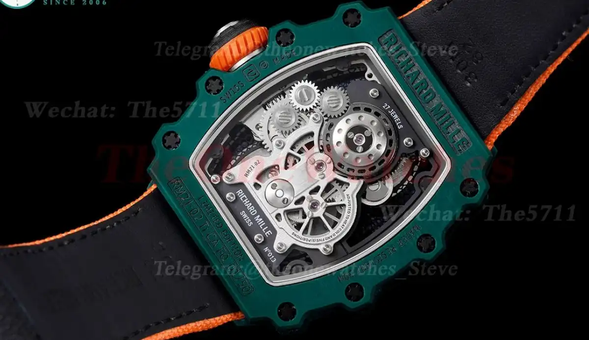 RM21-02 Carbon Case On Orange Nylon Strap RMF Tourbillon