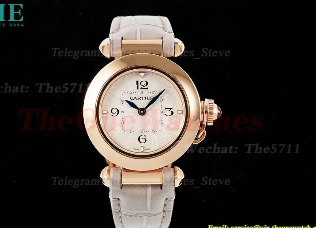 Pasha De Cartier Ladies 30mm Grey RG LE White Dial AF Quartz