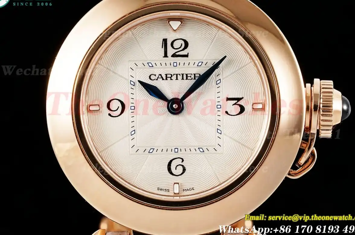 Pasha De Cartier Ladies 30mm Grey RG LE White Dial AF Quartz