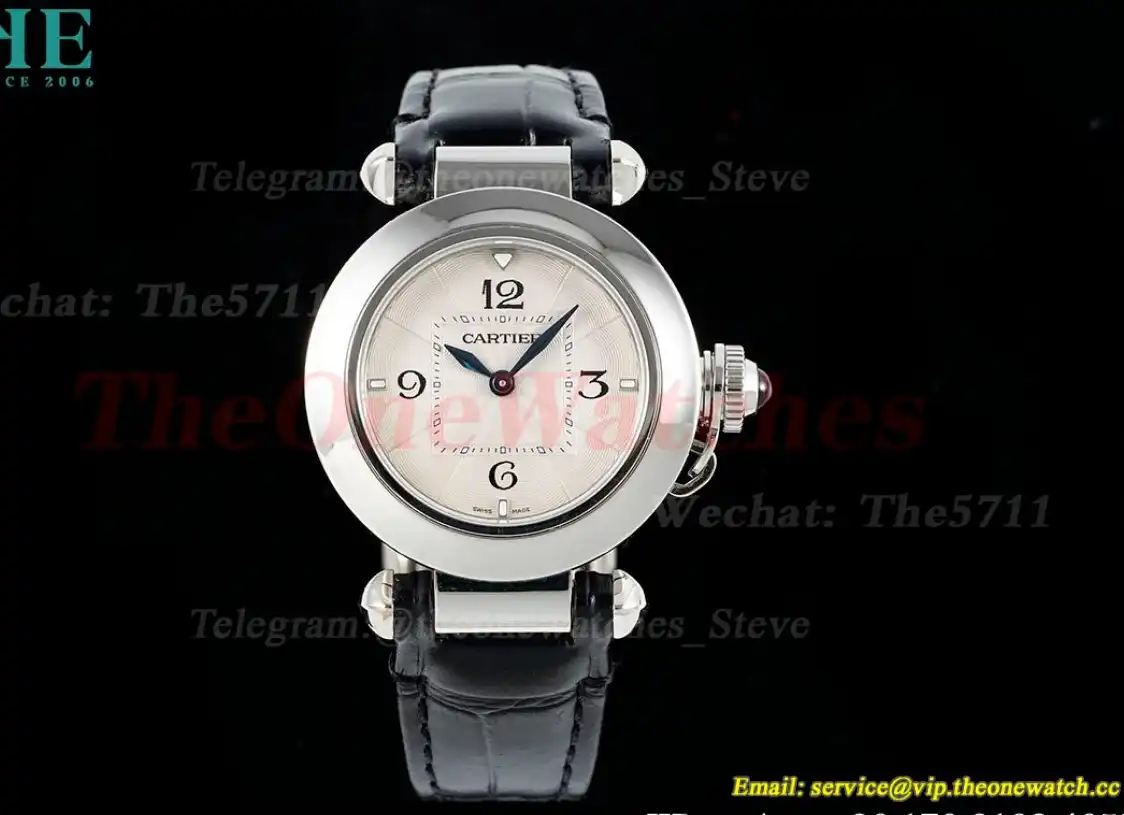 Pasha De Cartier Ladies 30mm Black SS LE White Dial AF Quartz