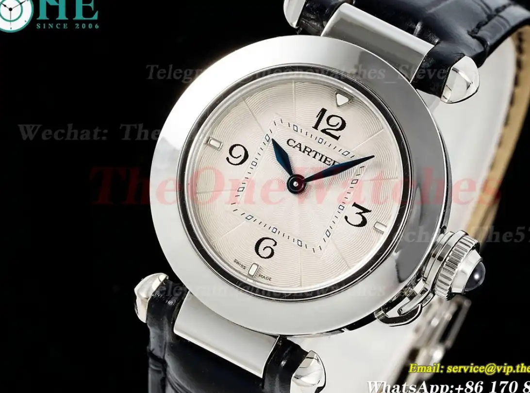 Pasha De Cartier Ladies 30mm Black SS LE White Dial AF Quartz