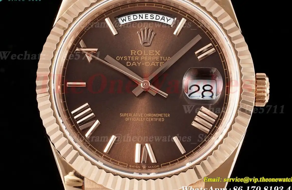 DayDate 228235 40mm RG RG O Brown Rmn JDF V4 VR3255 (Gain Weight)