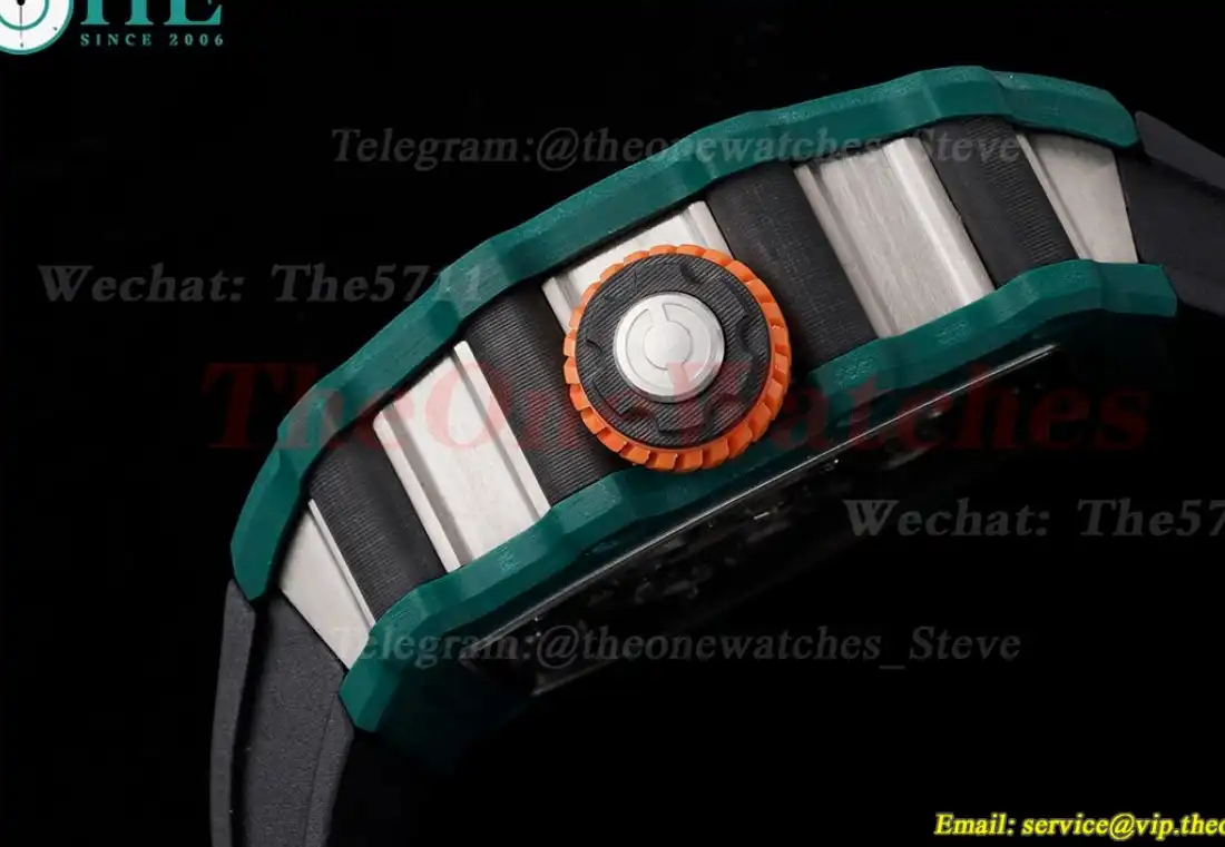 RM21-02 Green Carbon Case On Black Rubber Strap RMF Tourbillon