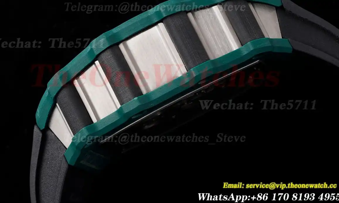 RM21-02 Green Carbon Case On Black Rubber Strap RMF Tourbillon