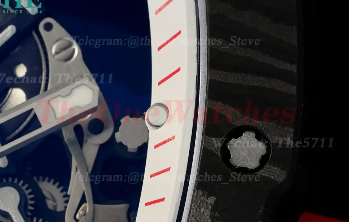 RM055 NTPT RU Wht Red Rehaut on Black Rubber Strap ZF RMUL2 Super Clone