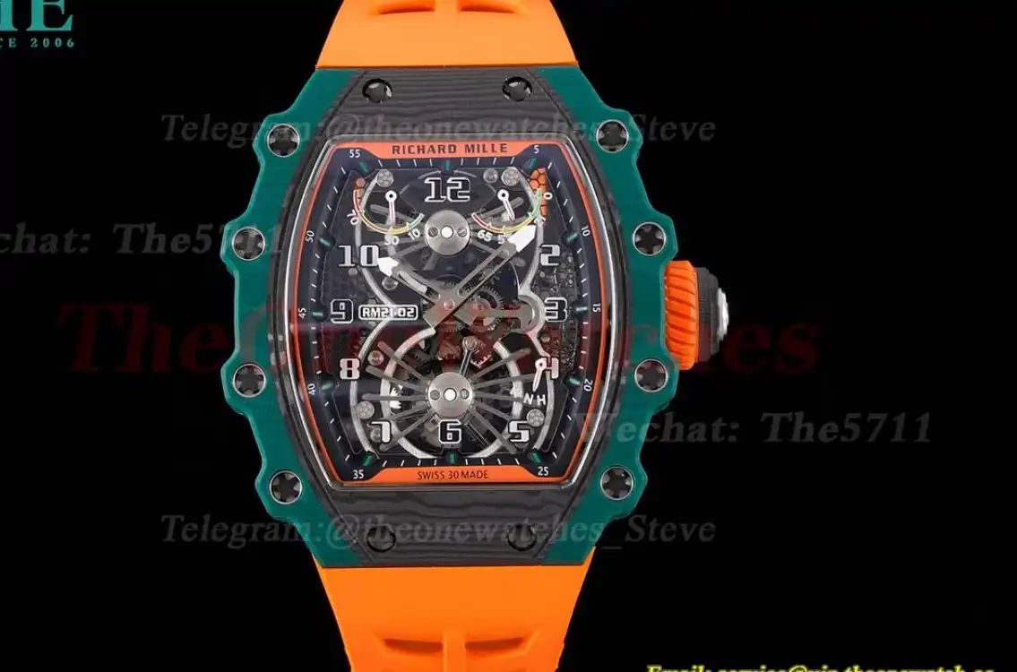 RM21-02 Carbon Case On Orange Rubber Strap RMF Tourbillon