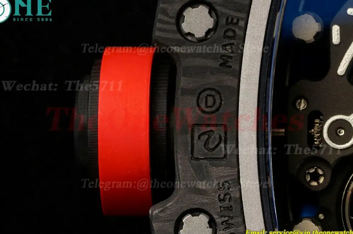 RM055 NTPT RU Wht Red Rehaut on White Rubber Strap ZF RMUL2 Super Clone