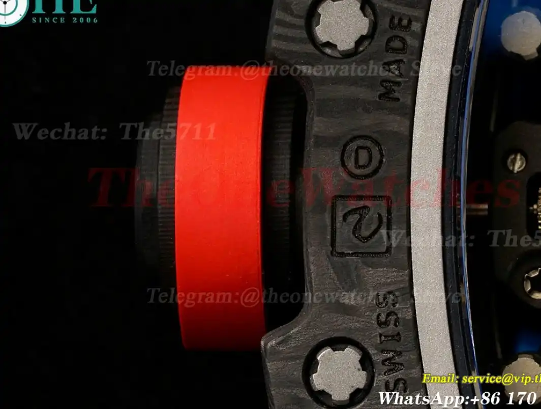 RM055 NTPT RU Wht Red Rehaut on Black Rubber Strap ZF RMUL2 Super Clone