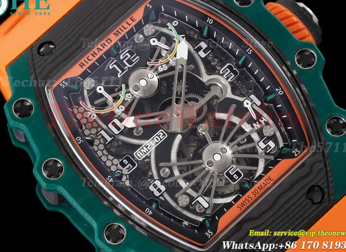 RM21-02 Carbon Case On Orange Rubber Strap RMF Tourbillon