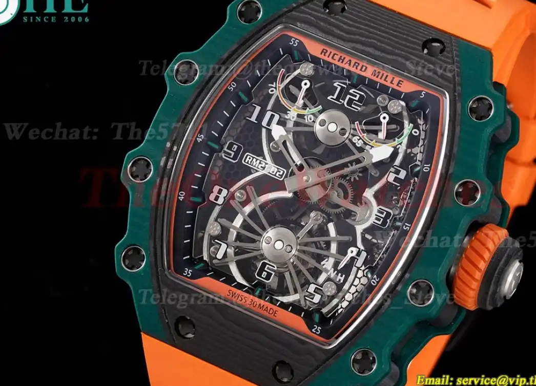 RM21-02 Carbon Case On Orange Rubber Strap RMF Tourbillon