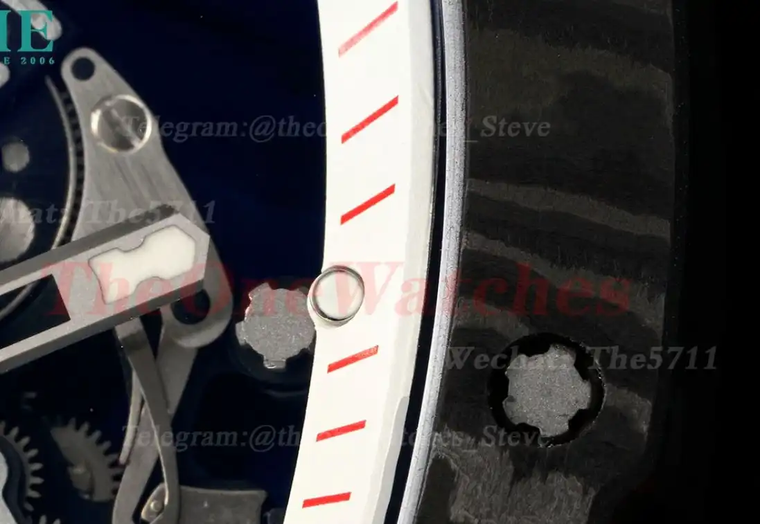 RM055 NTPT RU Wht Red Rehaut on White Rubber Strap ZF RMUL2 Super Clone