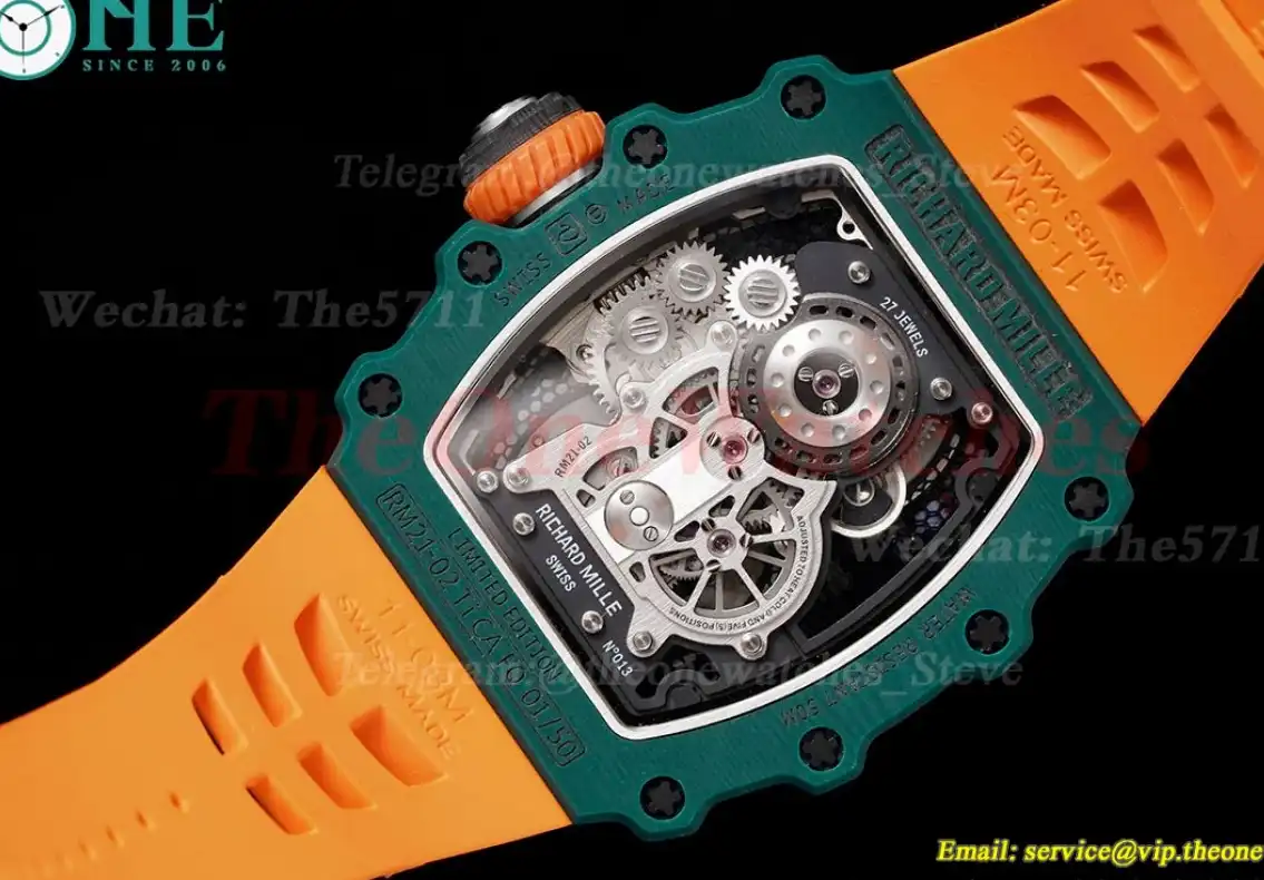 RM21-02 Carbon Case On Orange Rubber Strap RMF Tourbillon