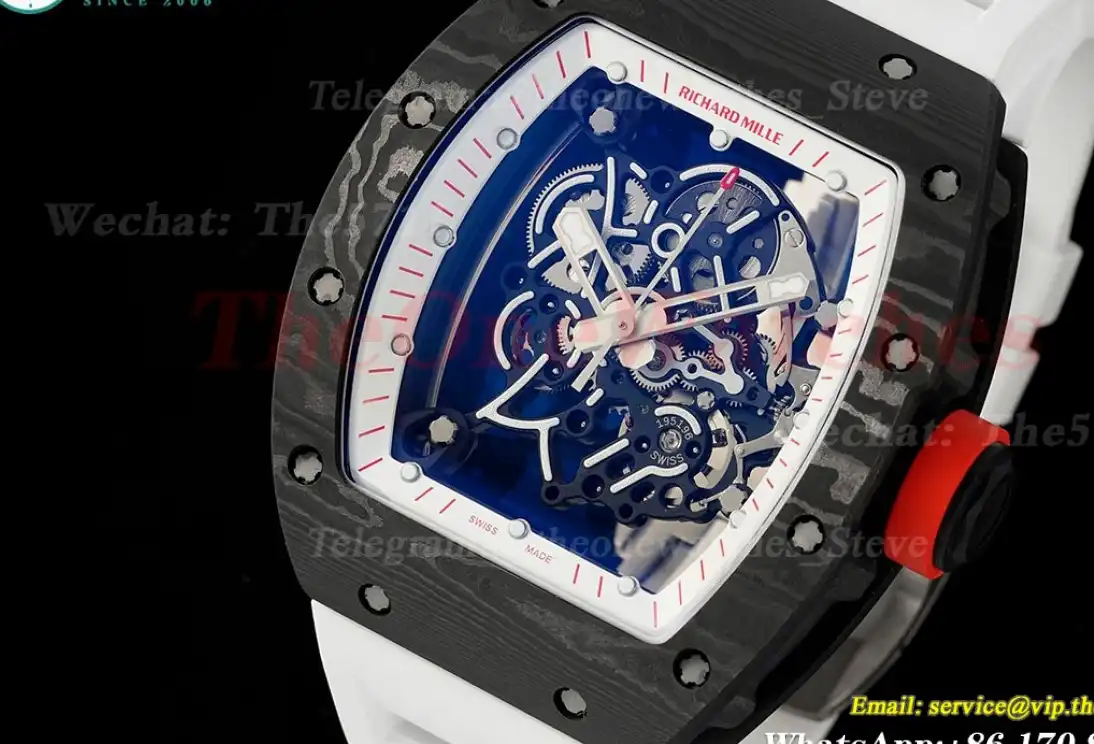 RM055 NTPT RU Wht Red Rehaut on White Rubber Strap ZF RMUL2 Super Clone