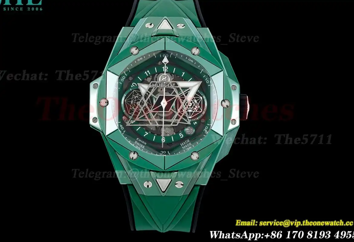 Big Bang Sang Bleu II 45mm Green Ceramic Skeleton Dial BBF A1240