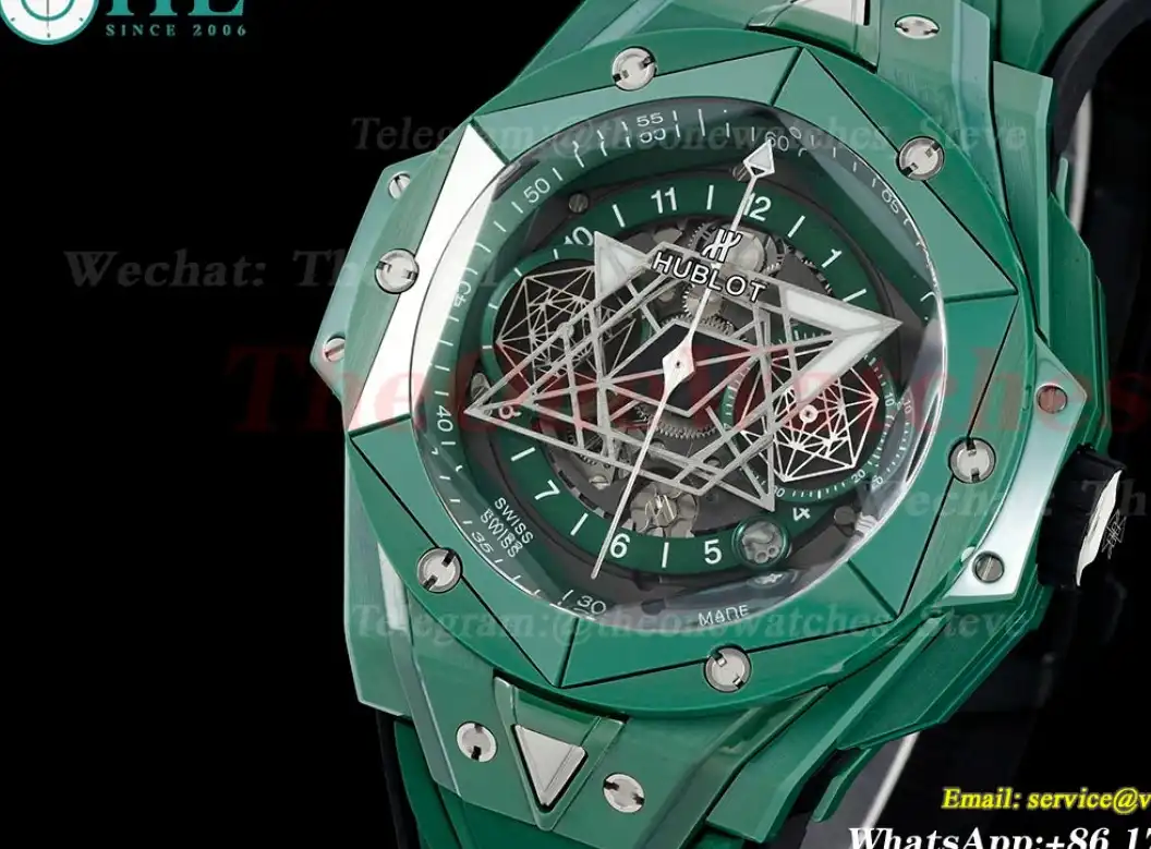 Big Bang Sang Bleu II 45mm Green Ceramic Skeleton Dial BBF A1240