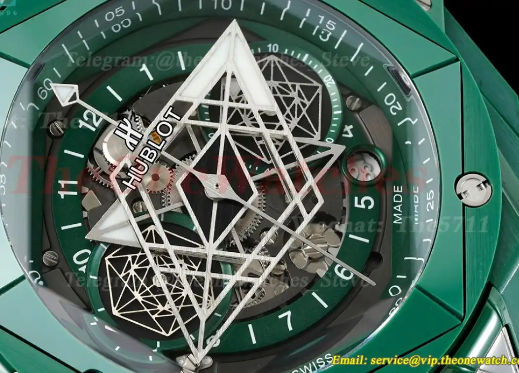 Big Bang Sang Bleu II 45mm Green Ceramic Skeleton Dial BBF A1240