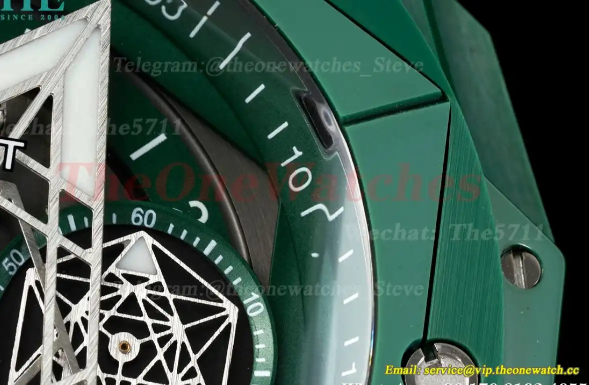 Big Bang Sang Bleu II 45mm Green Ceramic Skeleton Dial BBF A1240