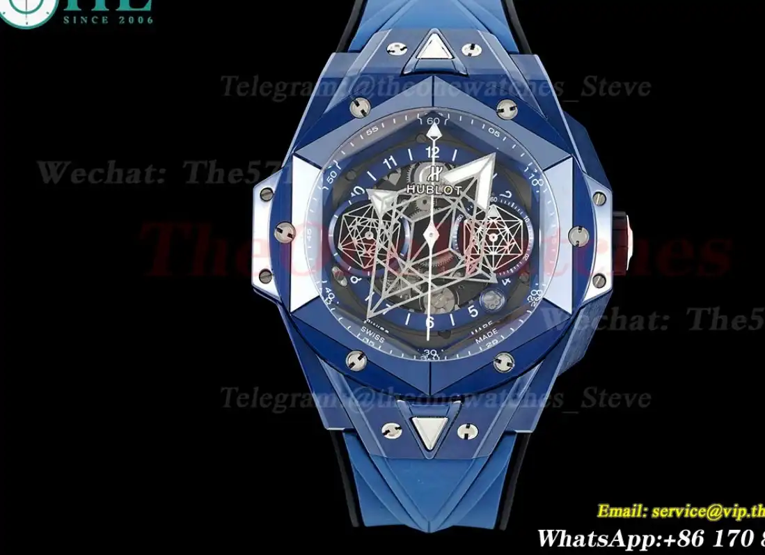 Big Bang Sang Bleu II 45mm Blue Ceramic Skeleton Dial BBF A1240