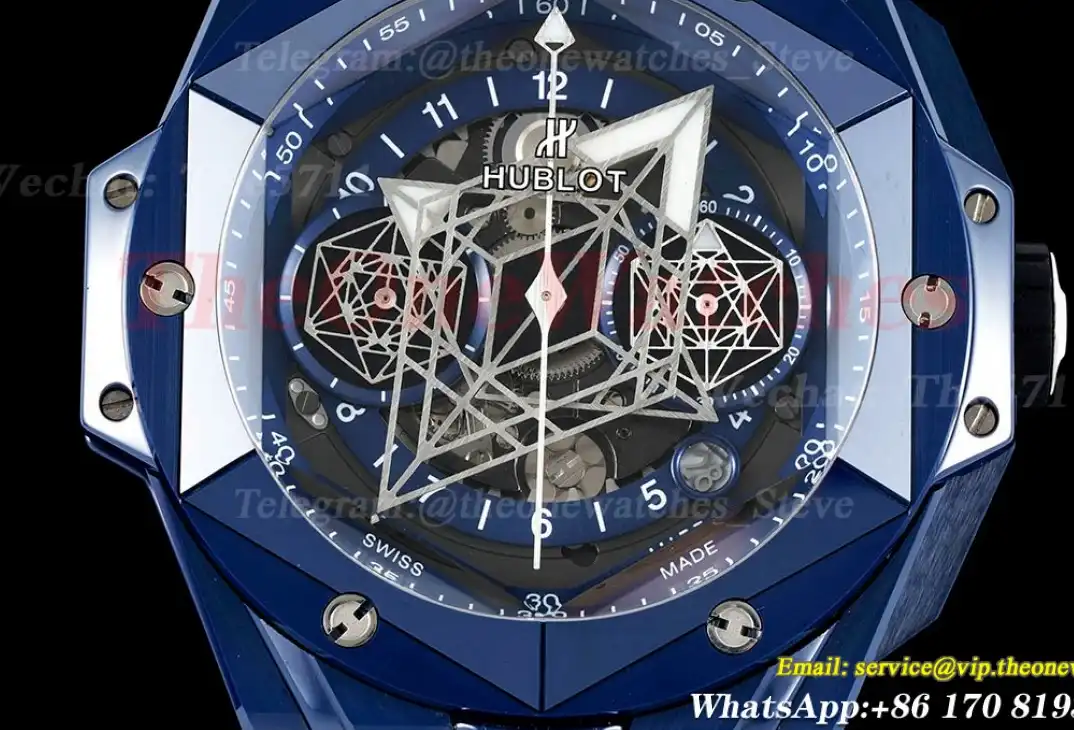 Big Bang Sang Bleu II 45mm Blue Ceramic Skeleton Dial BBF A1240