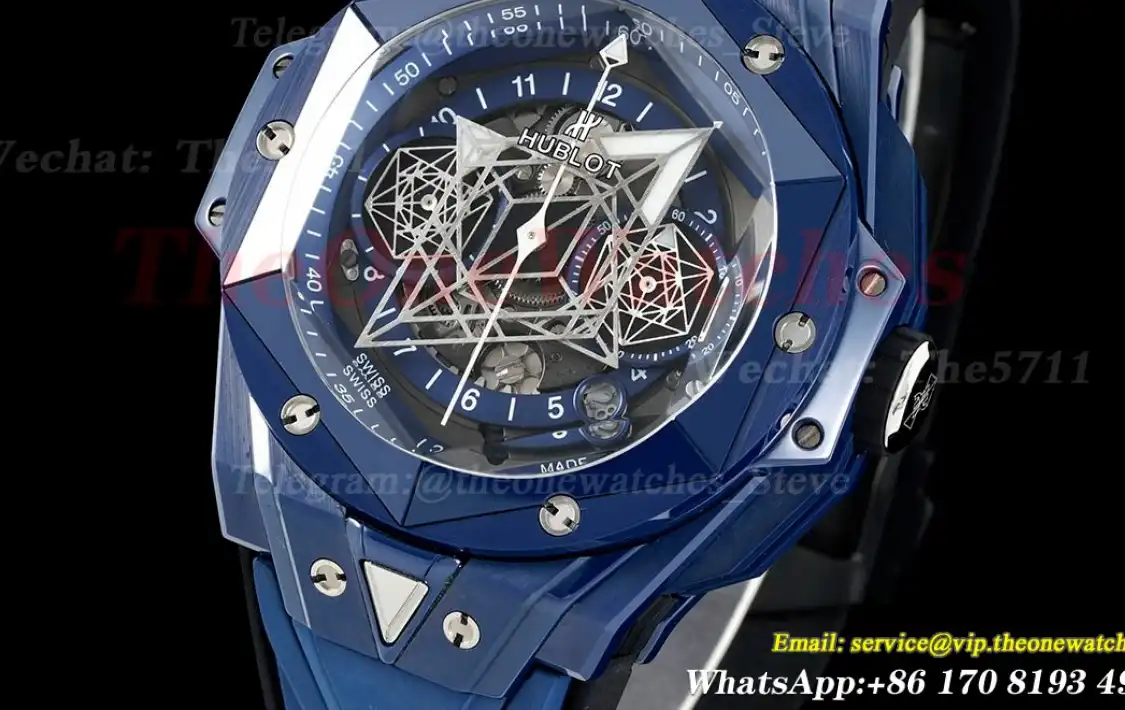 Big Bang Sang Bleu II 45mm Blue Ceramic Skeleton Dial BBF A1240